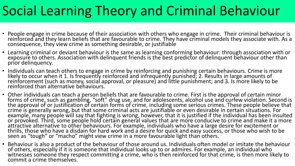 social learning theory and criminal behaviour