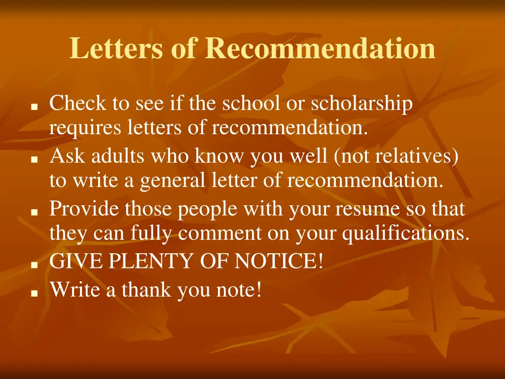 letters of recommendation