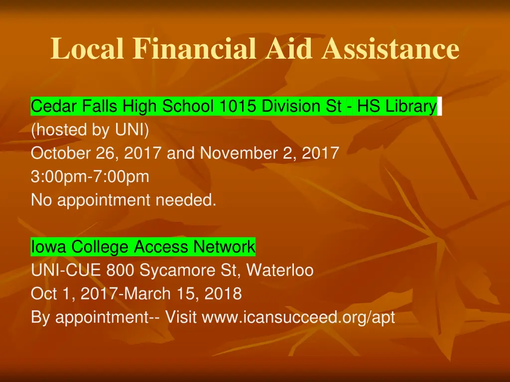 local financial aid assistance
