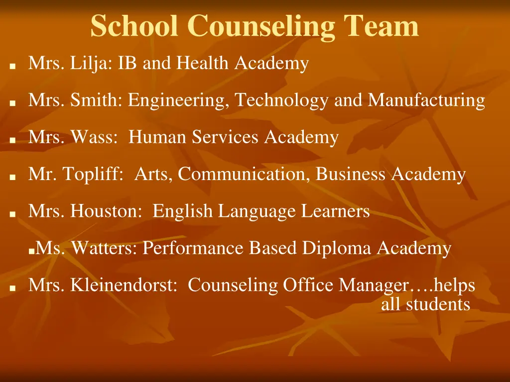 school counseling team