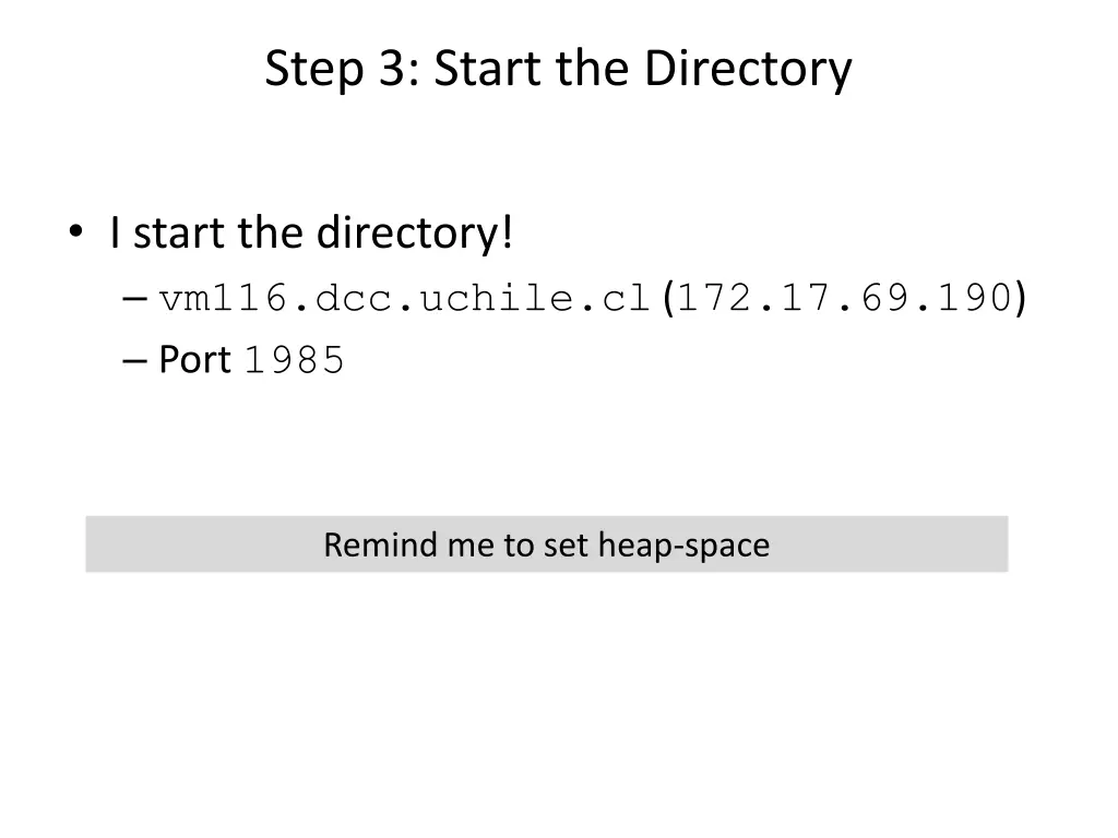 step 3 start the directory