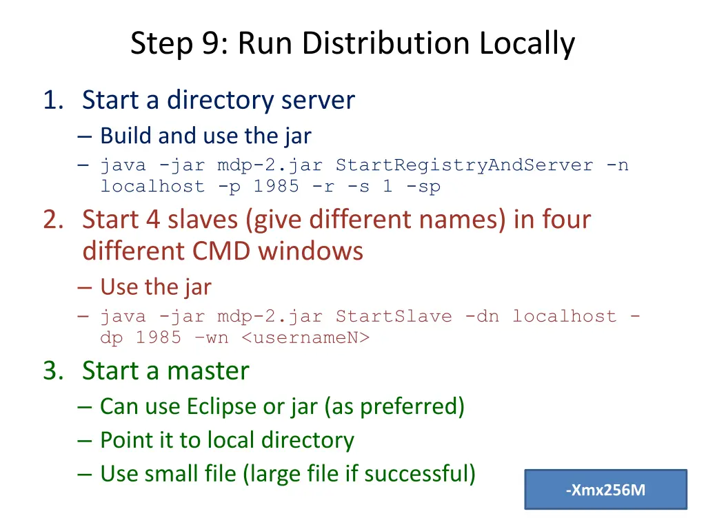step 9 run distribution locally