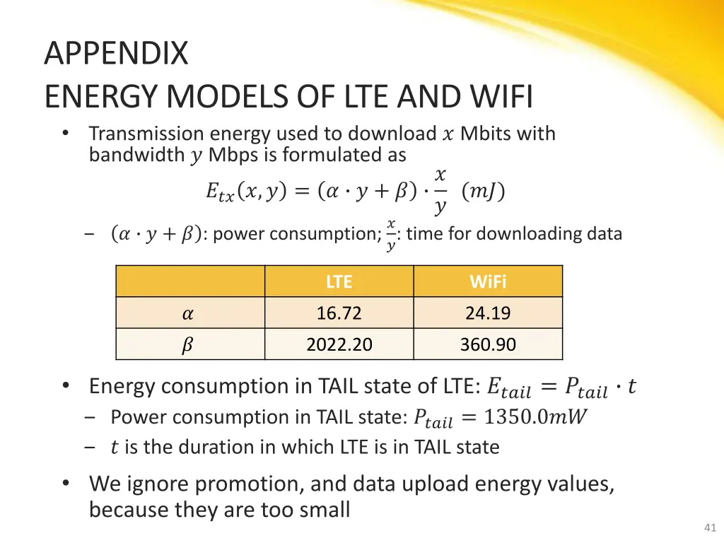 appendix energy models of lte and wifi