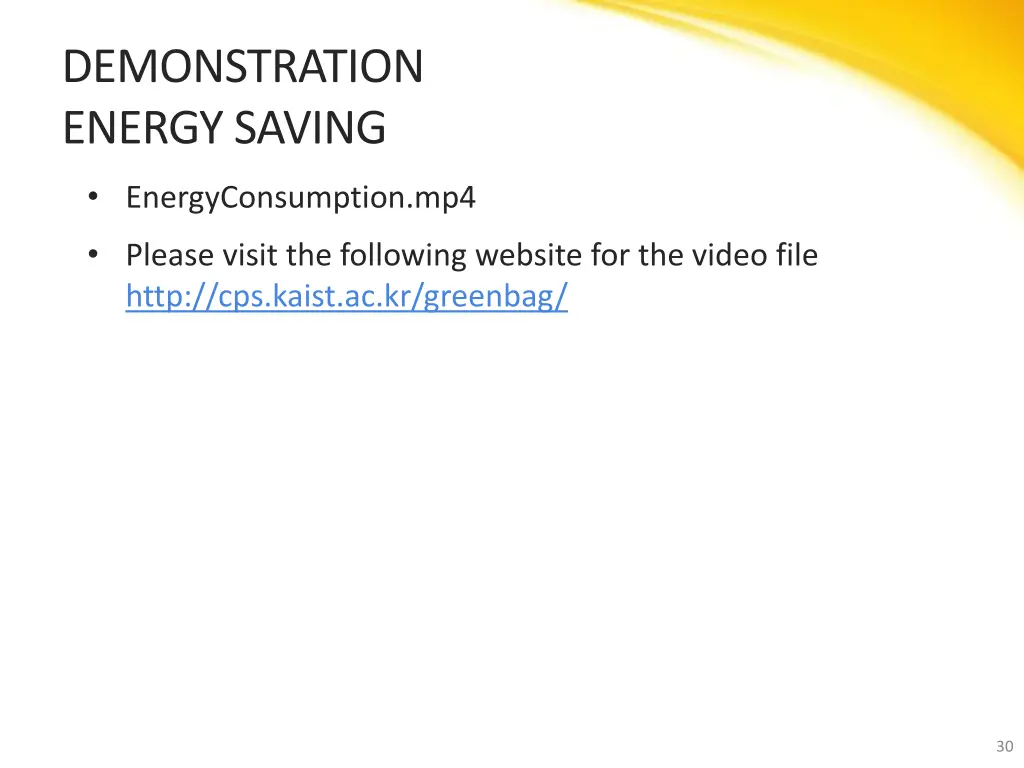demonstration energy saving