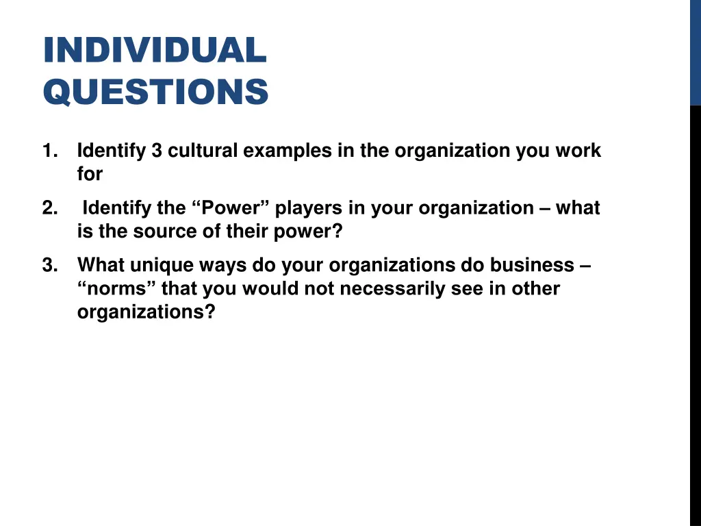 individual questions