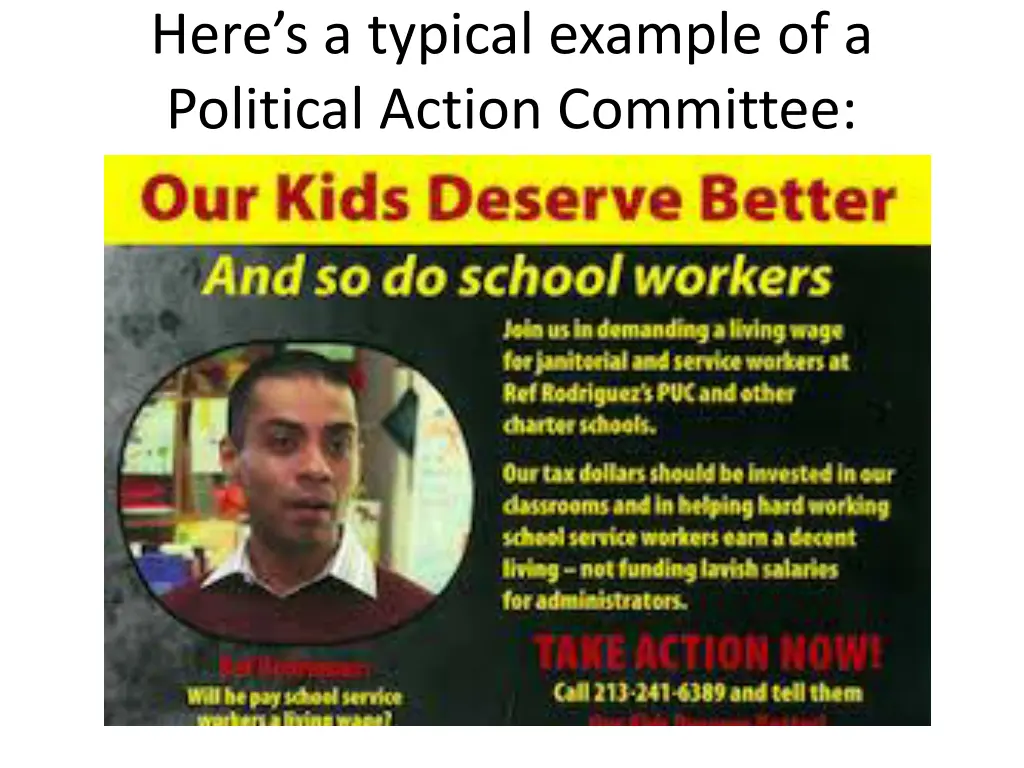 here s a typical example of a political action