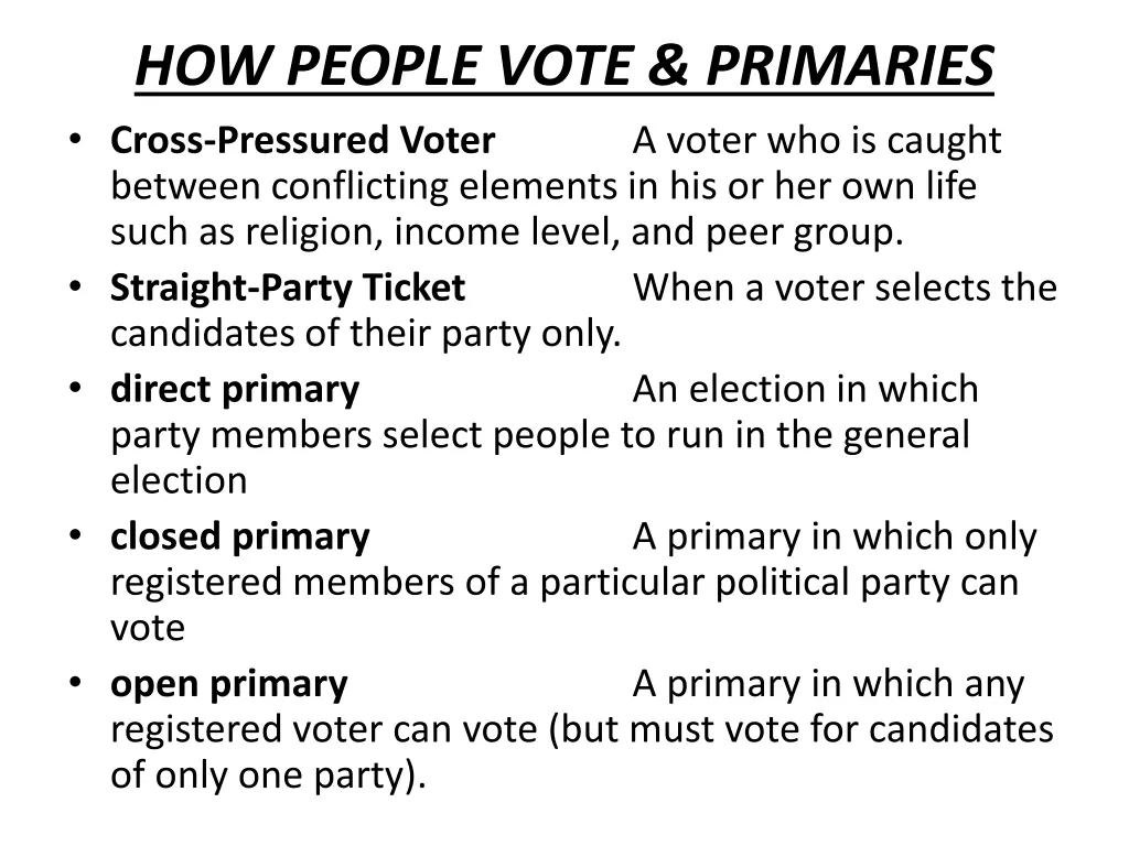 how people vote primaries cross pressured voter
