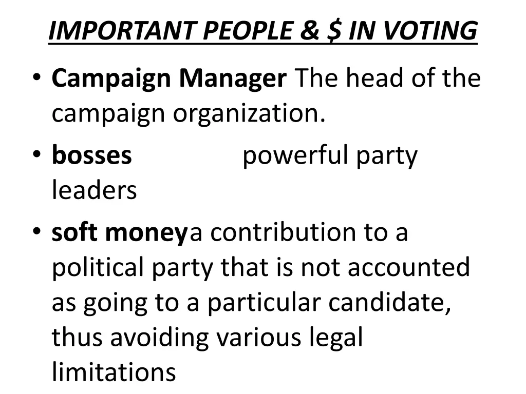 important people in voting campaign manager