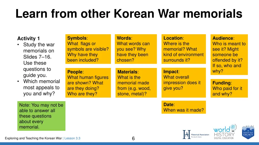 learn from other korean war memorials