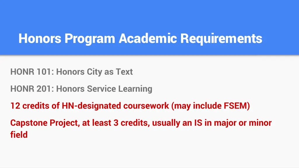 honors program academic requirements