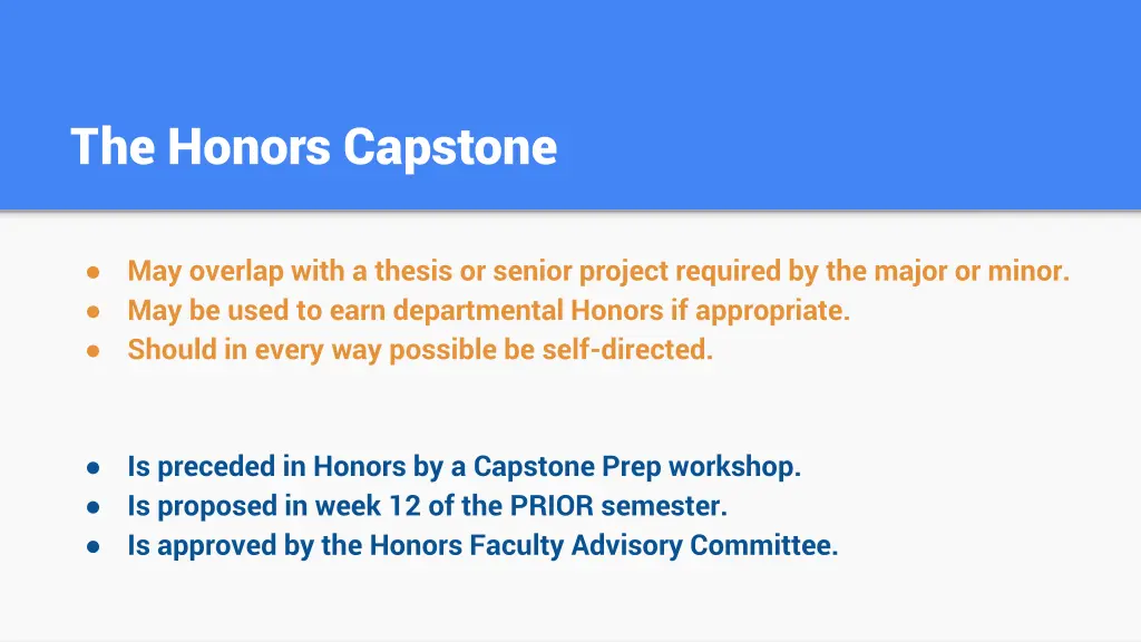 the honors capstone