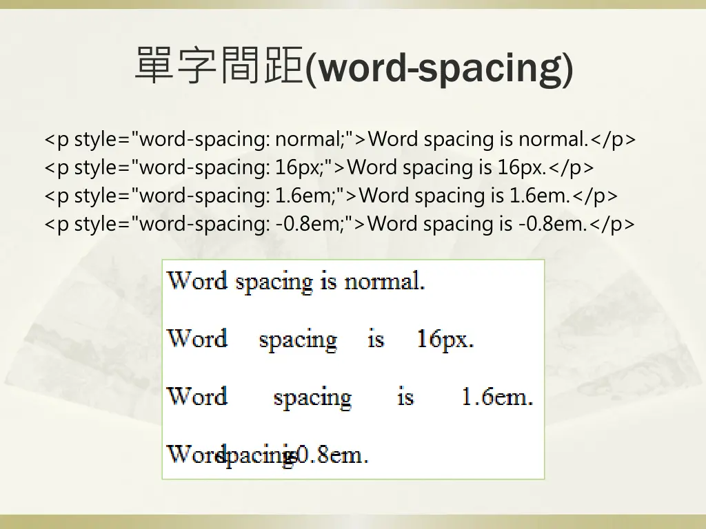 word spacing