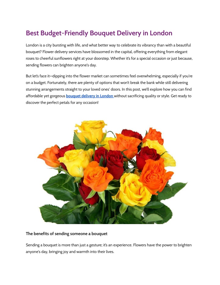 best budget friendly bouquet delivery in london