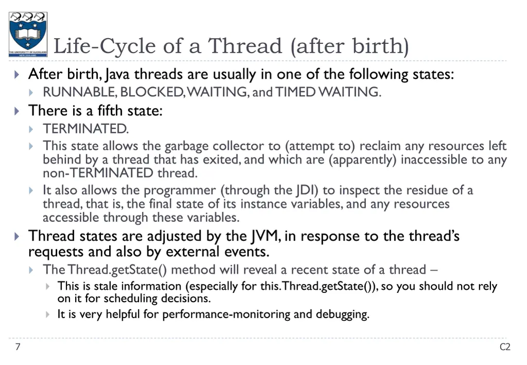 life cycle of a thread after birth after birth