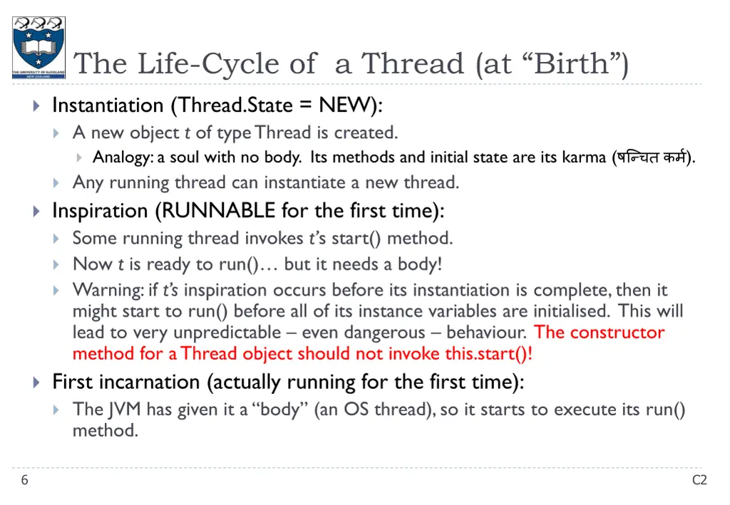 the life cycle of a thread at birth