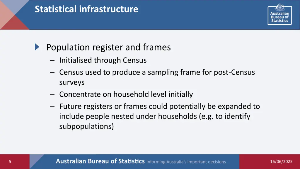statistical infrastructure