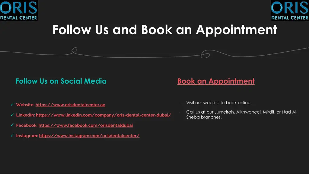 follow us and book an appointment