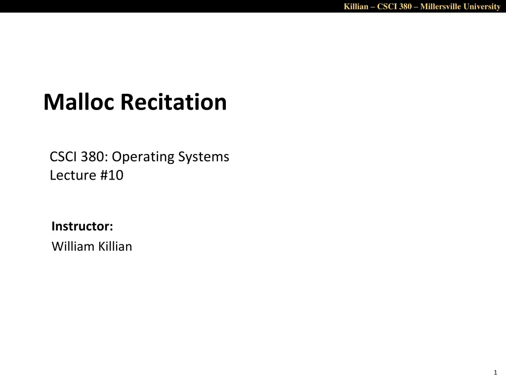 killian csci 380 millersville university