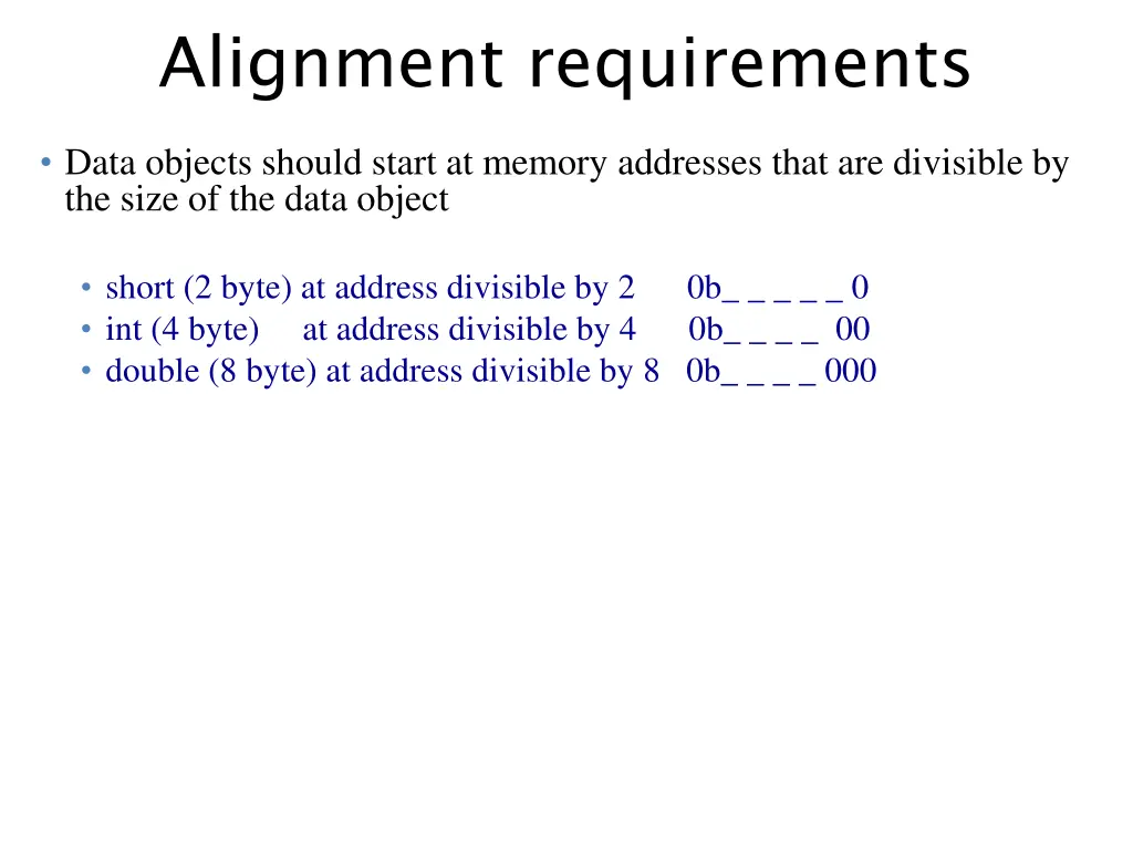 alignment requirements