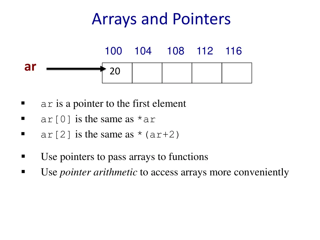 arrays and pointers