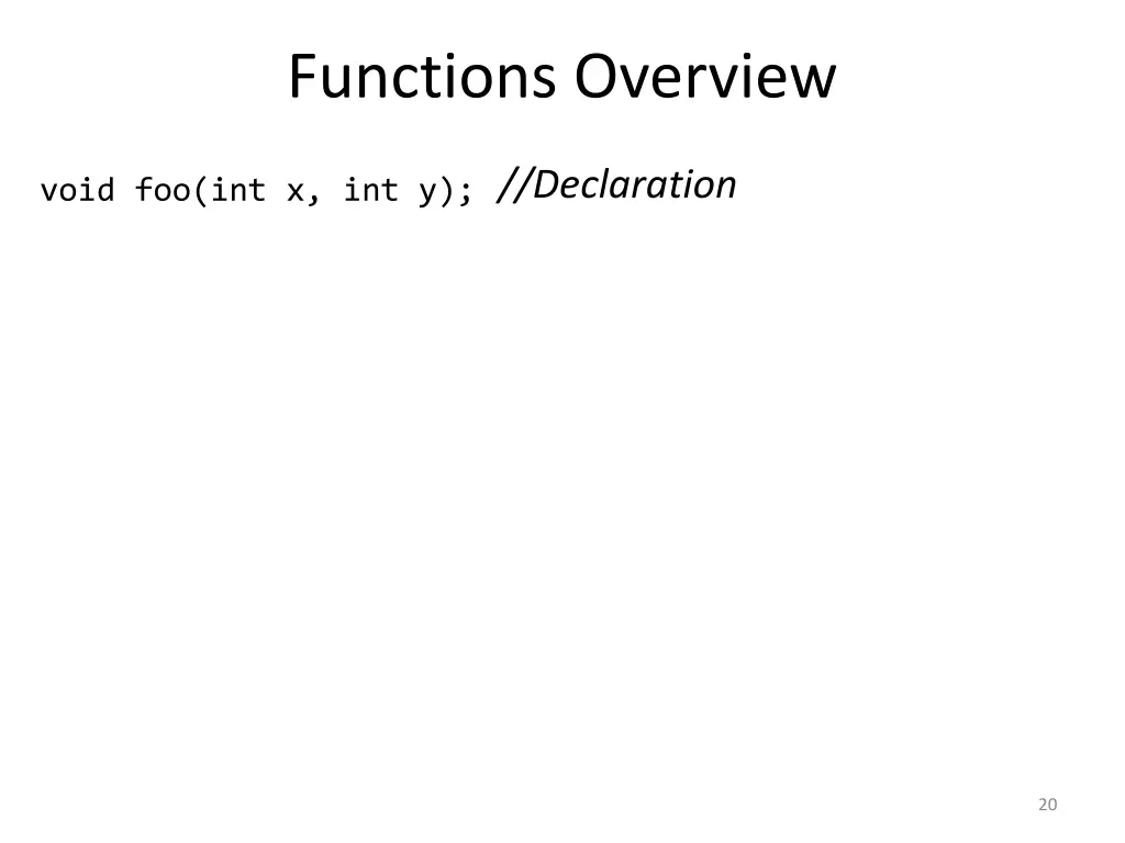 functions overview