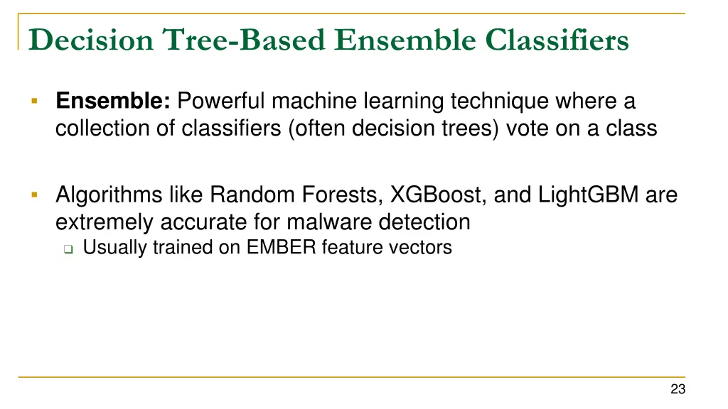 decision tree based ensemble classifiers