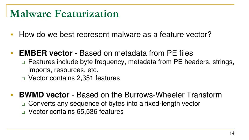 malware featurization 1
