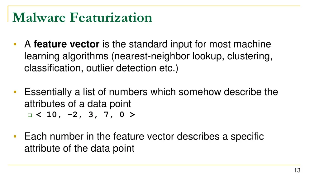 malware featurization