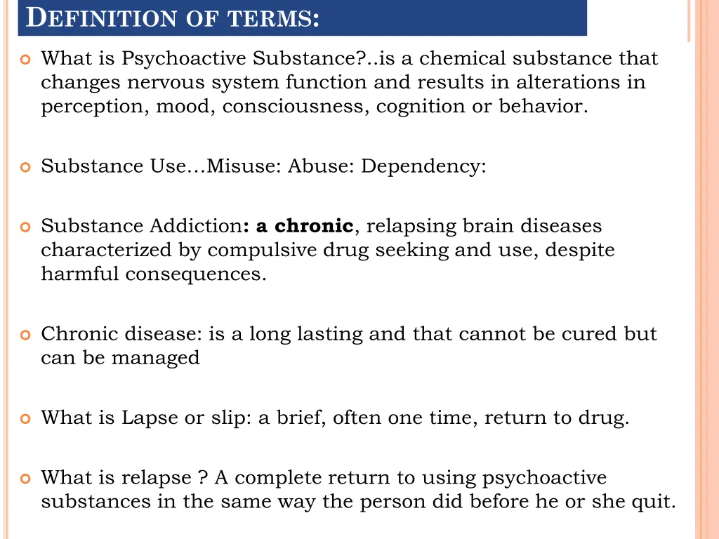 d efinition of terms