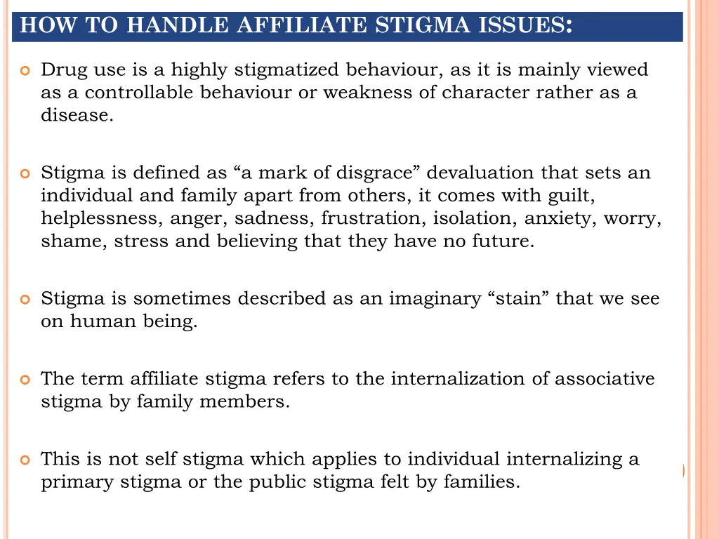 how to handle affiliate stigma issues