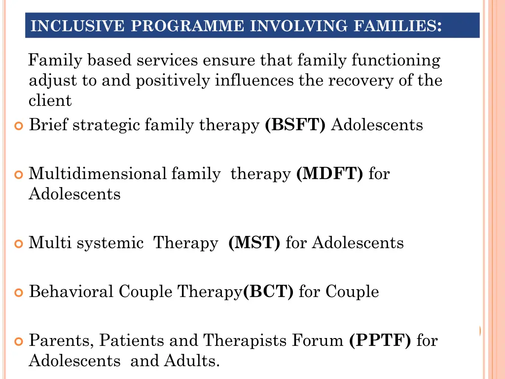 inclusive programme involving families