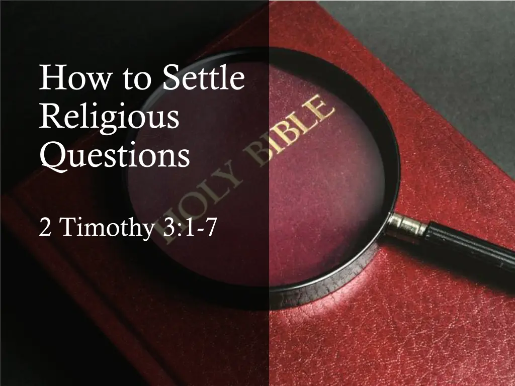 how to settle religious questions