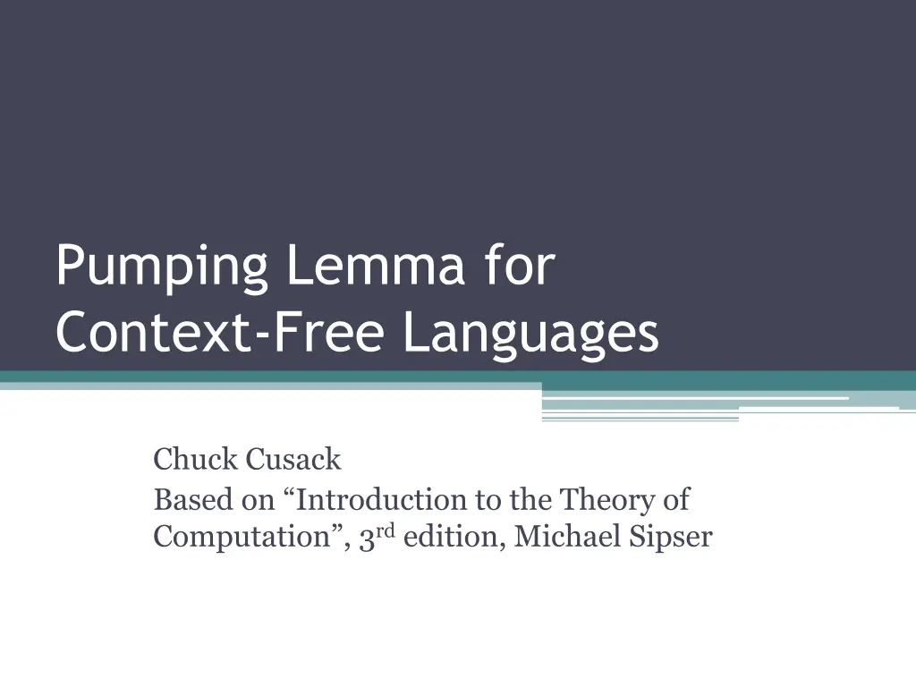 pumping lemma for context free languages