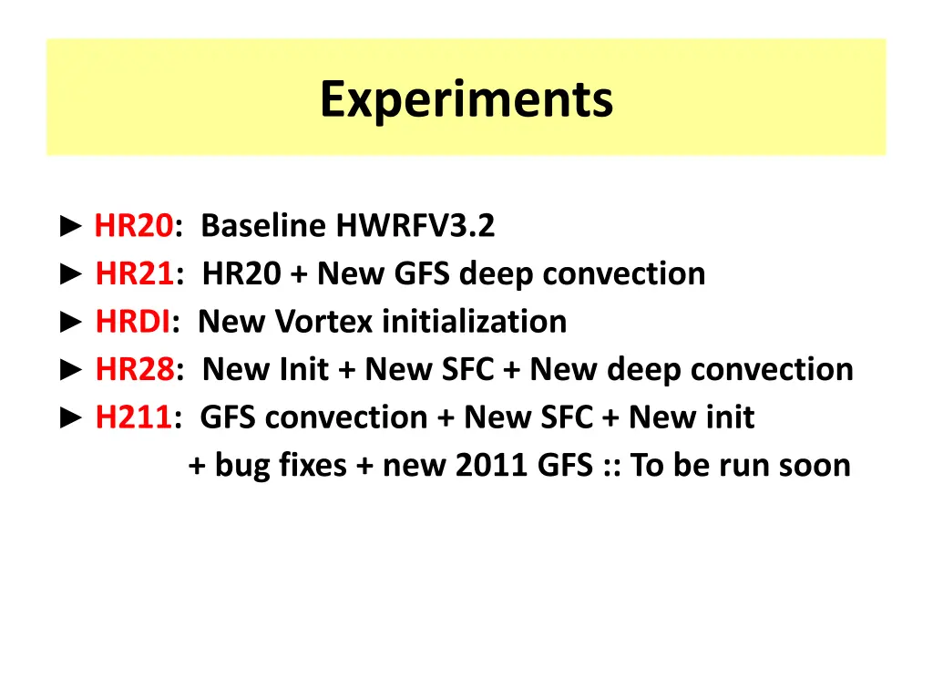 experiments