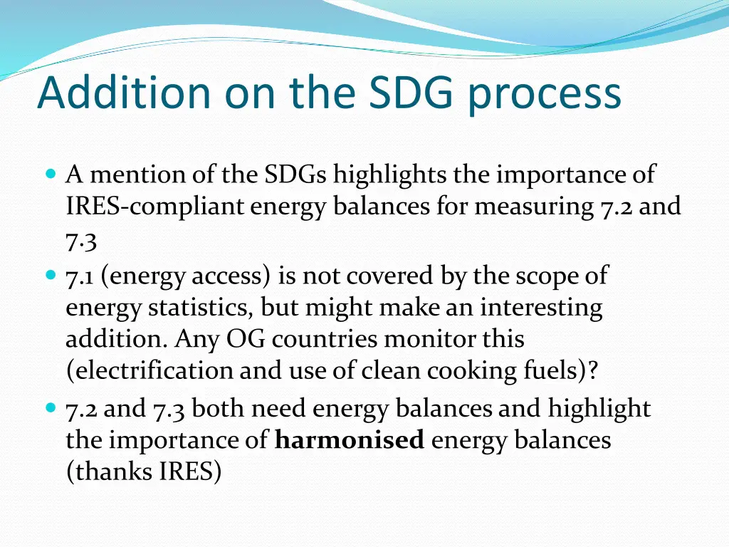 addition on the sdg process