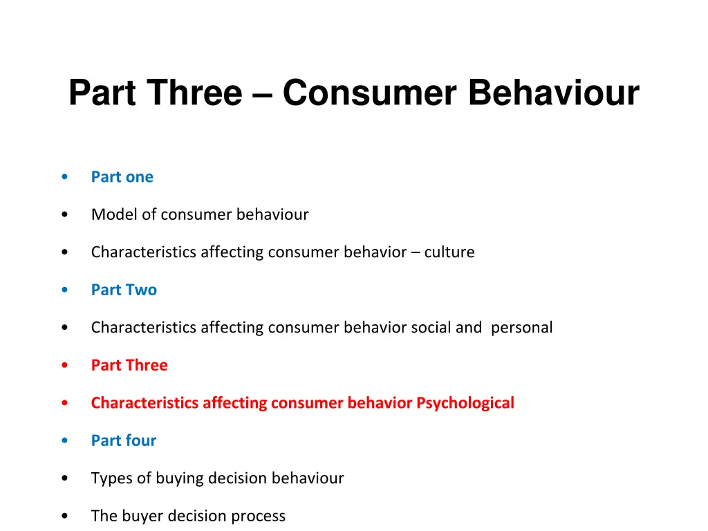 part three consumer behaviour