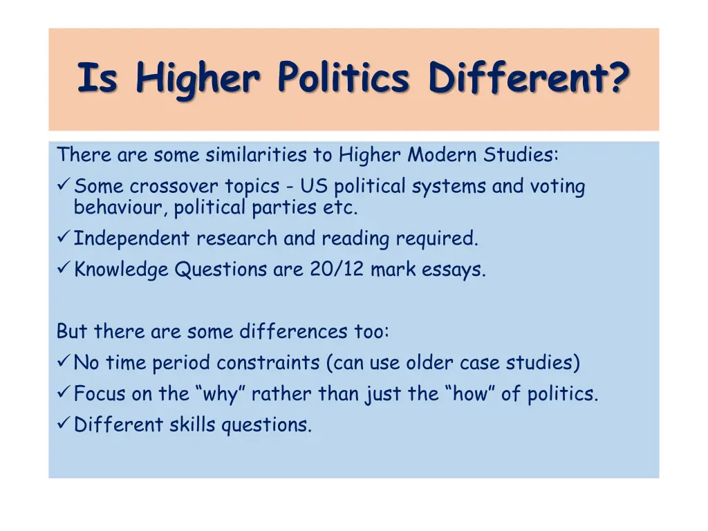 is higher politics different
