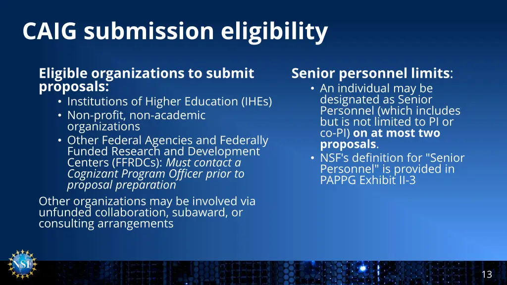 caig submission eligibility