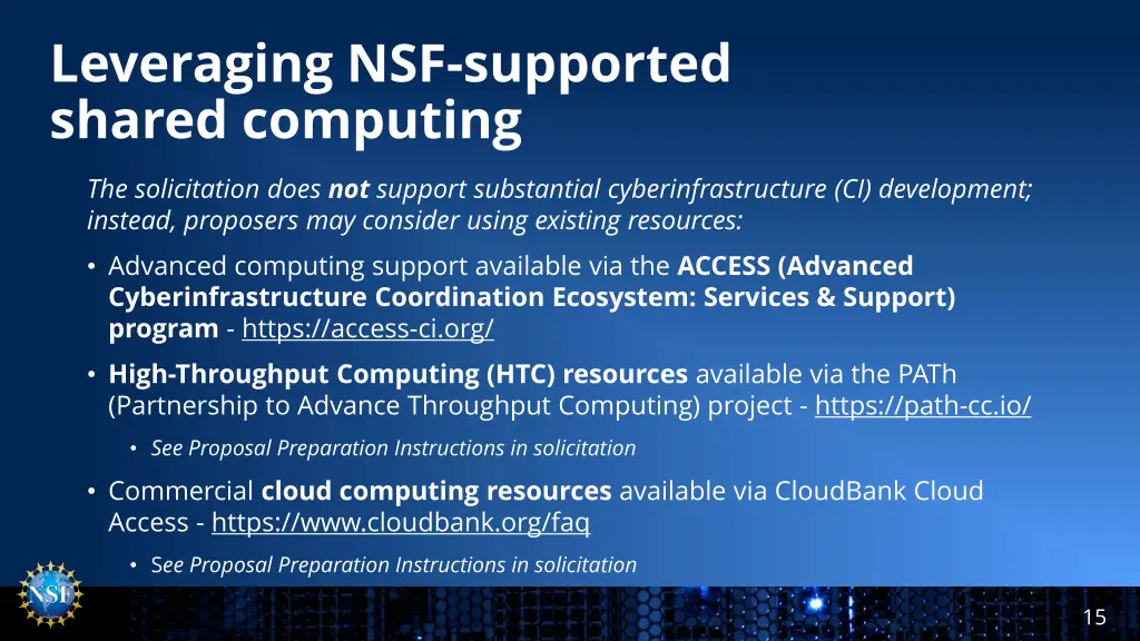 leveraging nsf supported shared computing