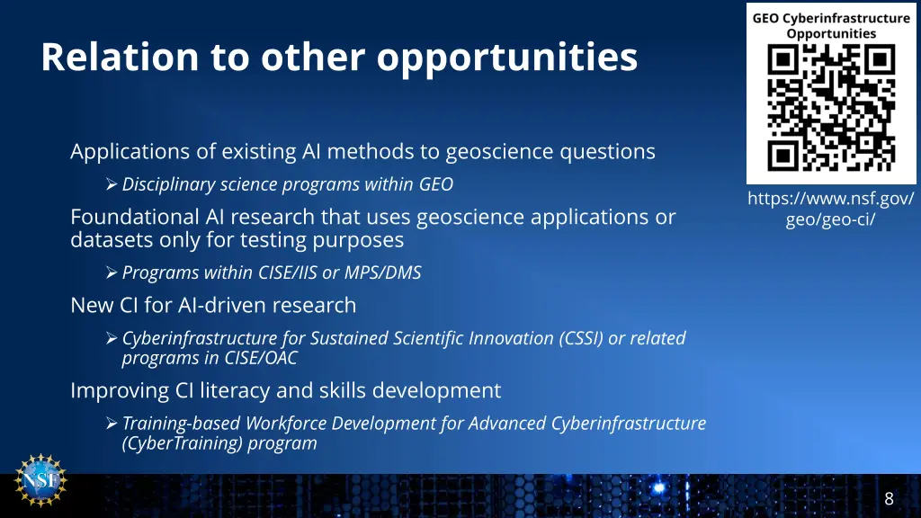 relation to other opportunities