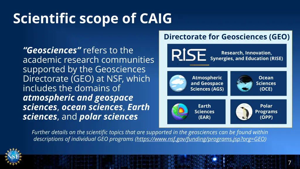 scientific scope of caig