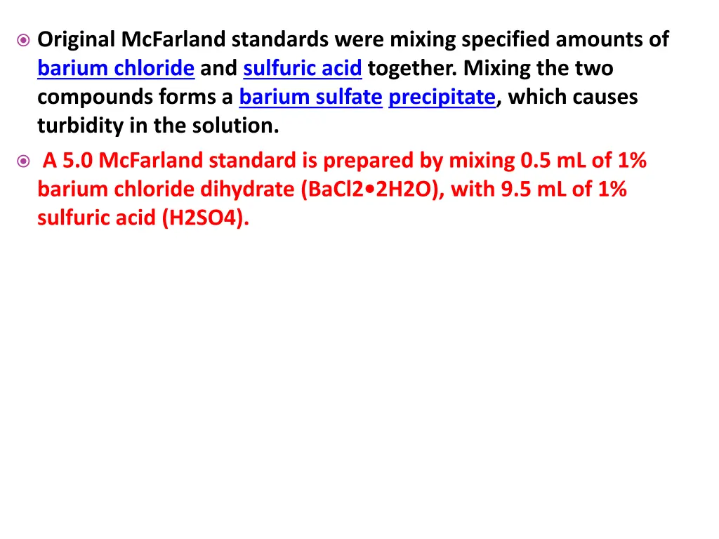 original mcfarland standards were mixing