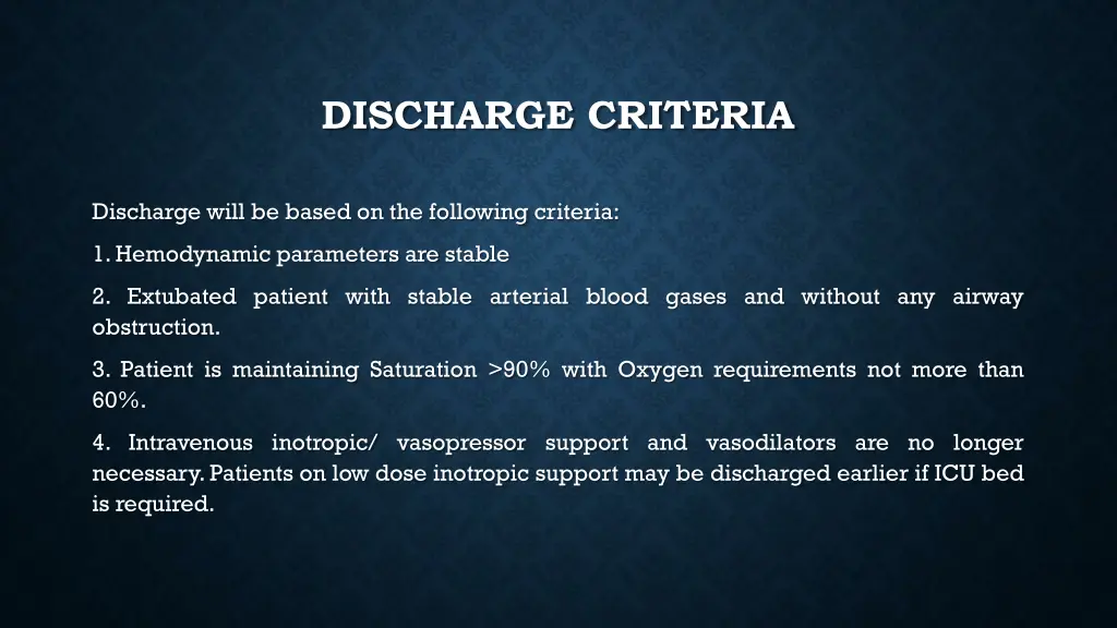 discharge criteria 1