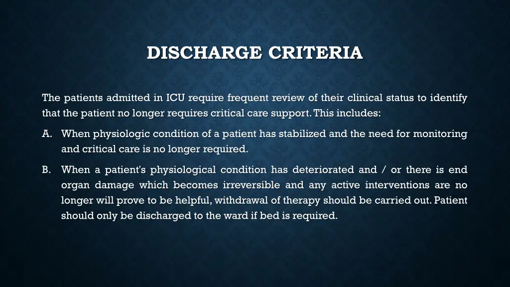 discharge criteria