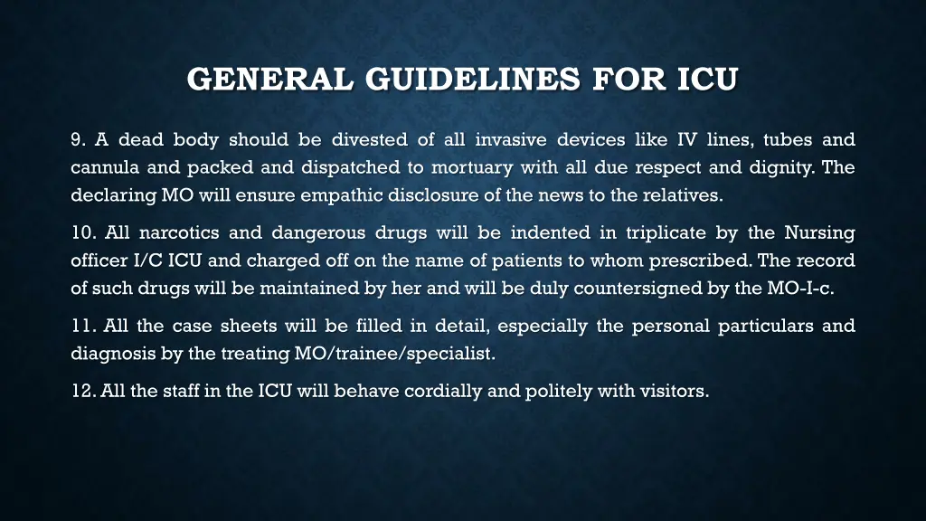 general guidelines for icu 2