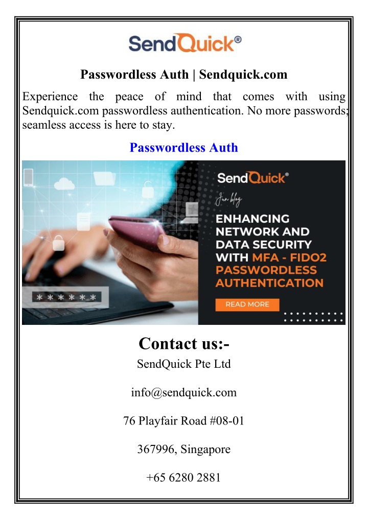 passwordless auth sendquick com