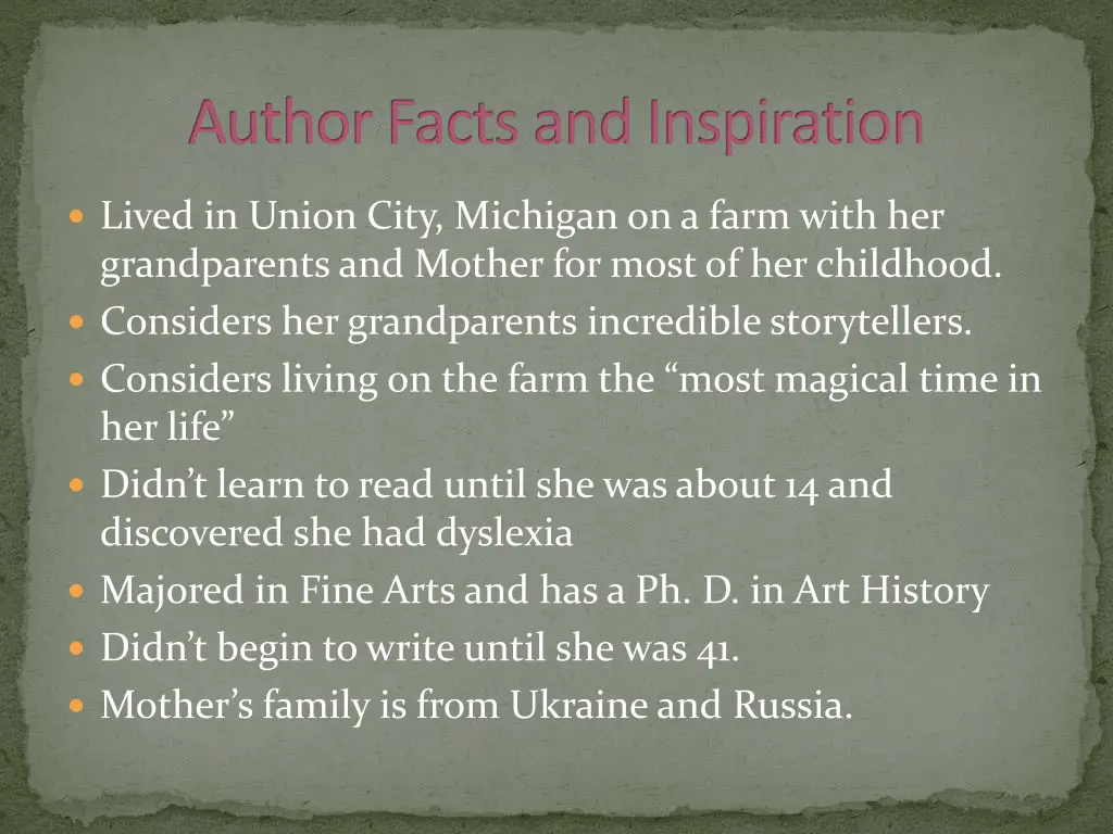 author facts and inspiration