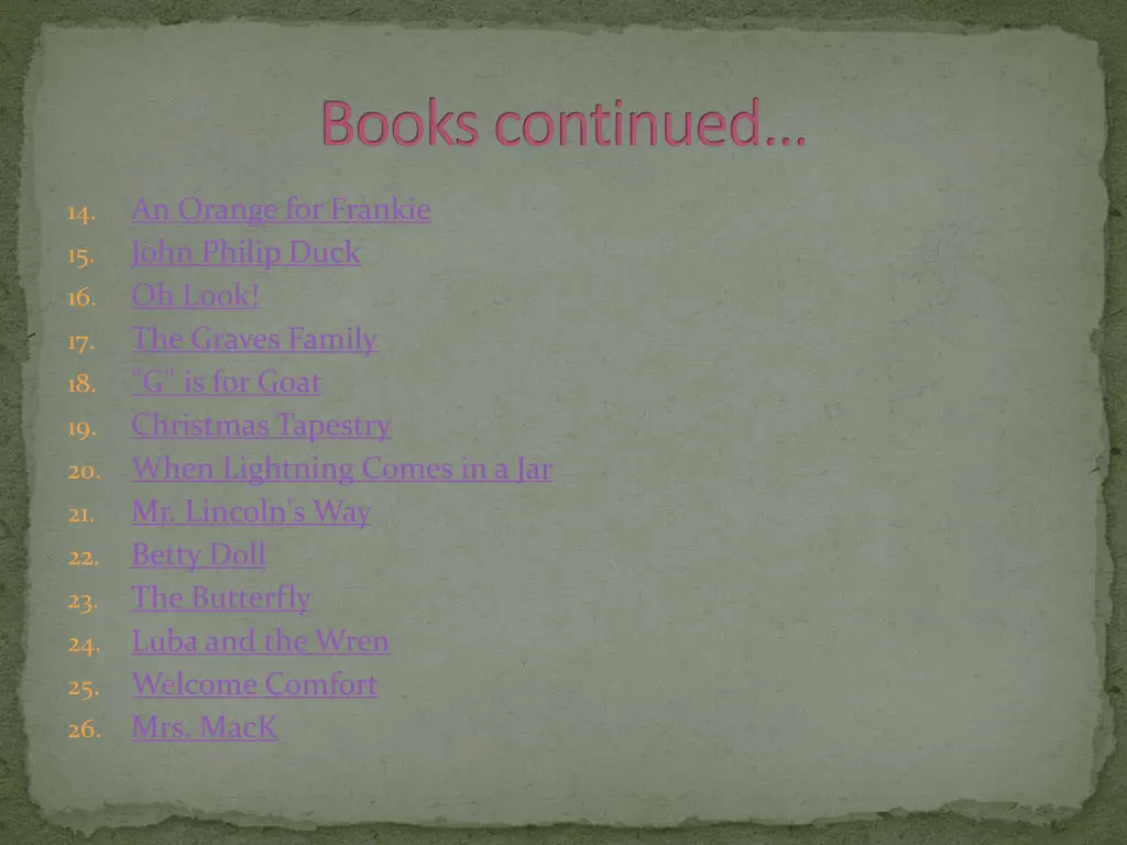 books continued