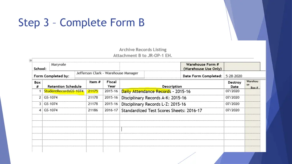 step 3 complete form b