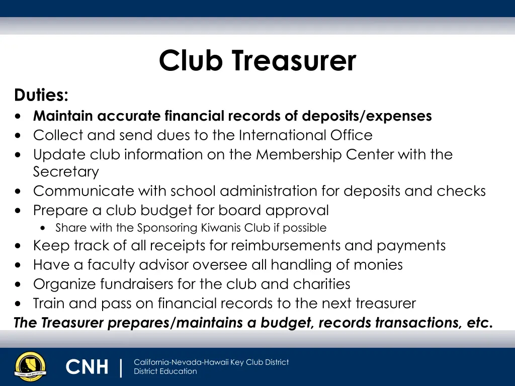 club treasurer